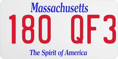 MA license plate 180QF3