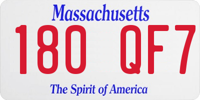 MA license plate 180QF7