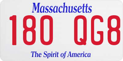 MA license plate 180QG8