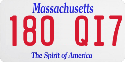 MA license plate 180QI7