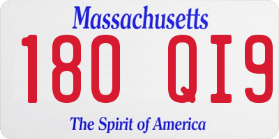 MA license plate 180QI9