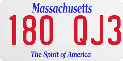 MA license plate 180QJ3