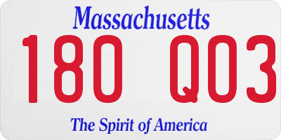 MA license plate 180QO3