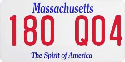 MA license plate 180QO4