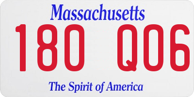MA license plate 180QO6