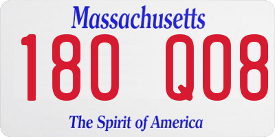 MA license plate 180QO8