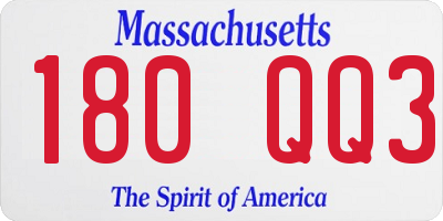 MA license plate 180QQ3