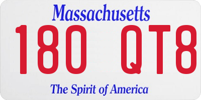 MA license plate 180QT8