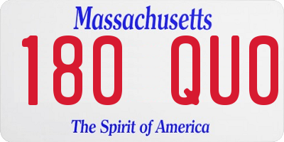 MA license plate 180QU0