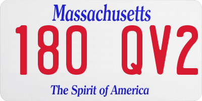 MA license plate 180QV2