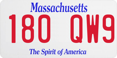 MA license plate 180QW9