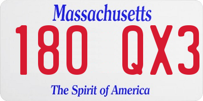 MA license plate 180QX3