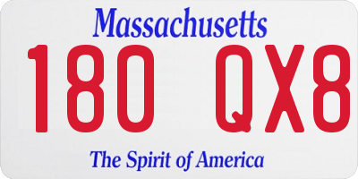 MA license plate 180QX8