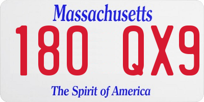 MA license plate 180QX9