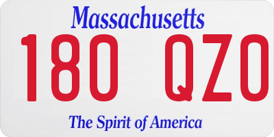 MA license plate 180QZ0