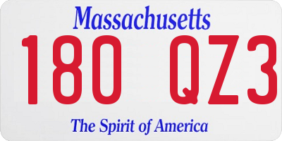 MA license plate 180QZ3