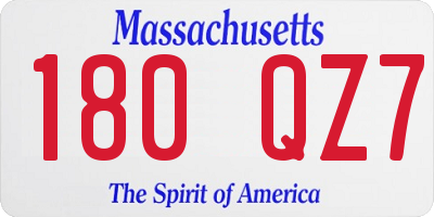 MA license plate 180QZ7
