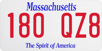 MA license plate 180QZ8