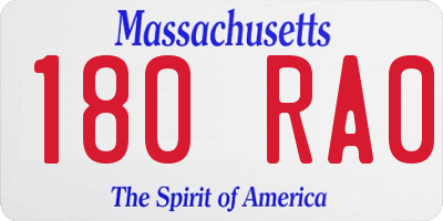 MA license plate 180RA0