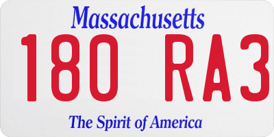 MA license plate 180RA3