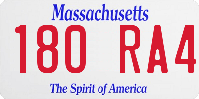 MA license plate 180RA4