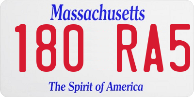 MA license plate 180RA5