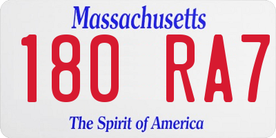 MA license plate 180RA7