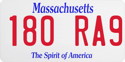 MA license plate 180RA9