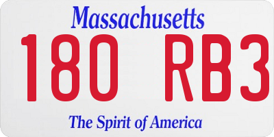 MA license plate 180RB3