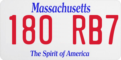 MA license plate 180RB7