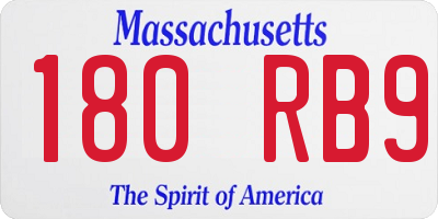 MA license plate 180RB9