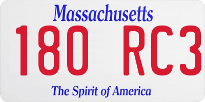 MA license plate 180RC3