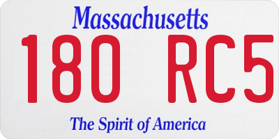 MA license plate 180RC5