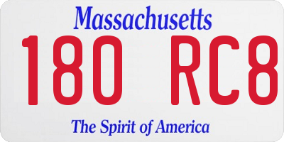 MA license plate 180RC8