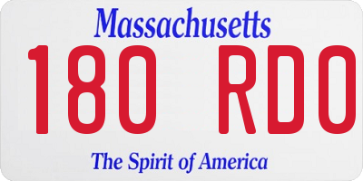 MA license plate 180RD0