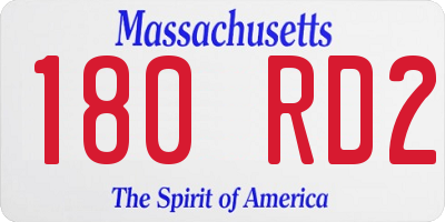MA license plate 180RD2