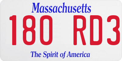 MA license plate 180RD3