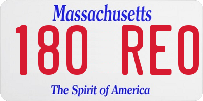 MA license plate 180RE0