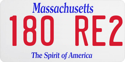MA license plate 180RE2