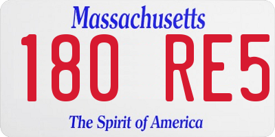 MA license plate 180RE5