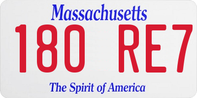 MA license plate 180RE7
