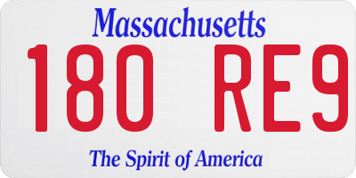 MA license plate 180RE9