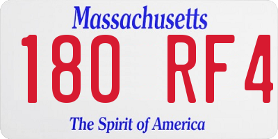 MA license plate 180RF4