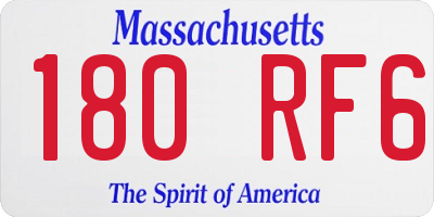 MA license plate 180RF6