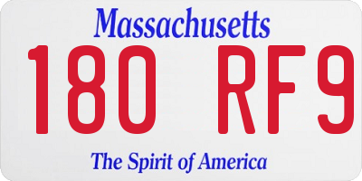 MA license plate 180RF9
