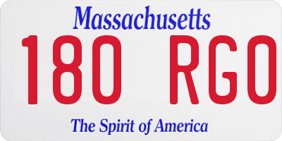 MA license plate 180RG0