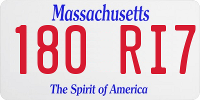 MA license plate 180RI7