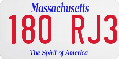 MA license plate 180RJ3