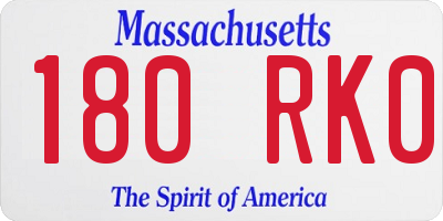 MA license plate 180RK0
