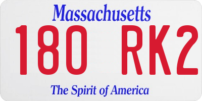 MA license plate 180RK2
